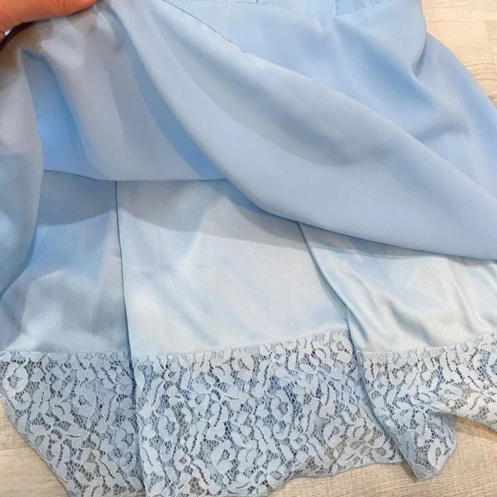 Love By Bayo Women's Med Blue Lace Fitted Flare Dress in Baby Blue NWT Lined - Picture 16 of 16